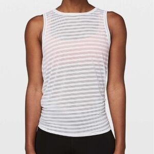 Lululemon Goal Up Tank Top Size 4 - Meet Halfway Twist Tie Open Back White Lycra